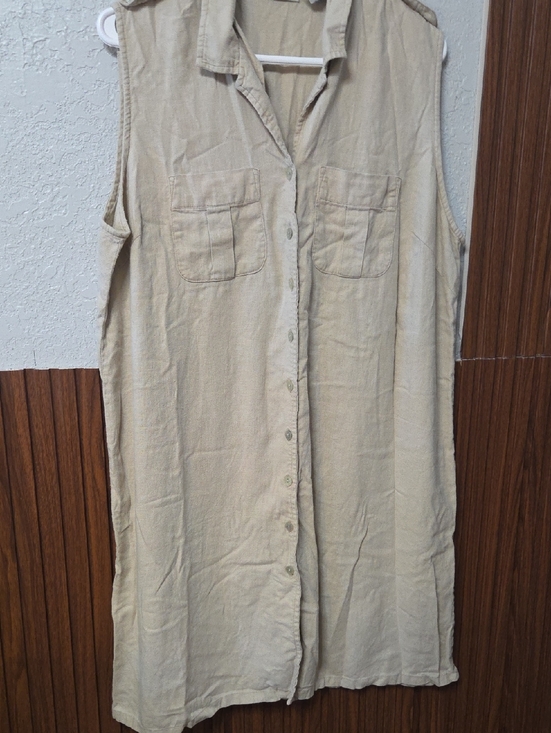 White Stag Dresses & Skirts - White Stag Tan Linen Blend Button-Up Top Xlarge Size Linen And  Rayon P2p 24 In